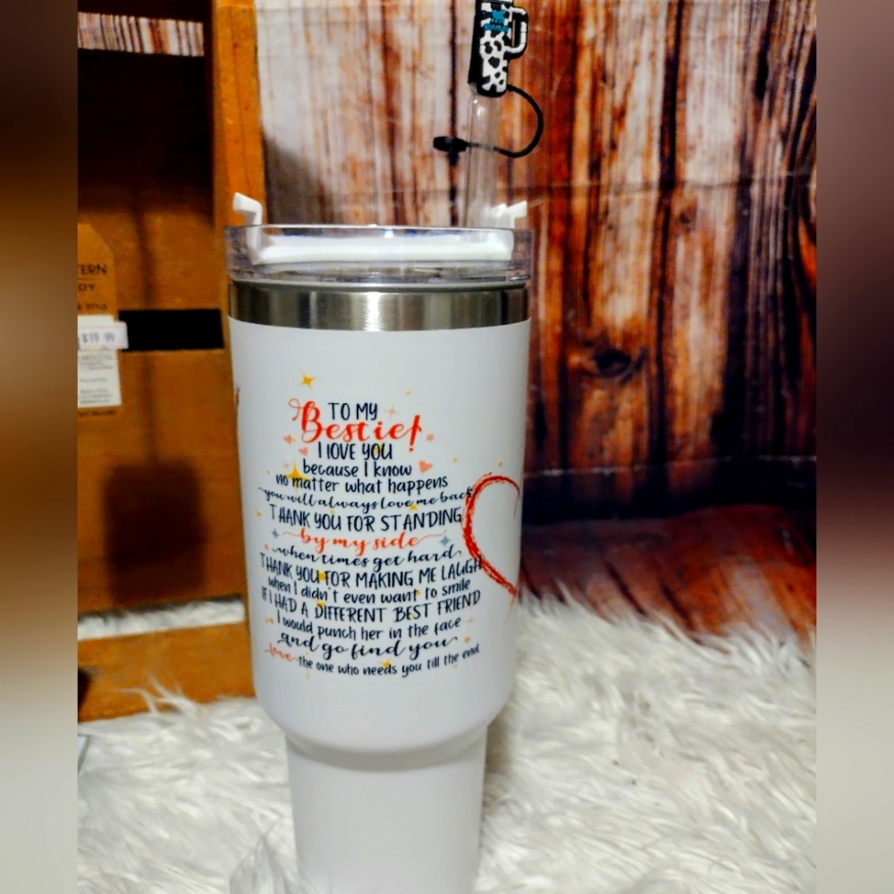 New! Locally crafted "bestie" friend 40 oz tumbler